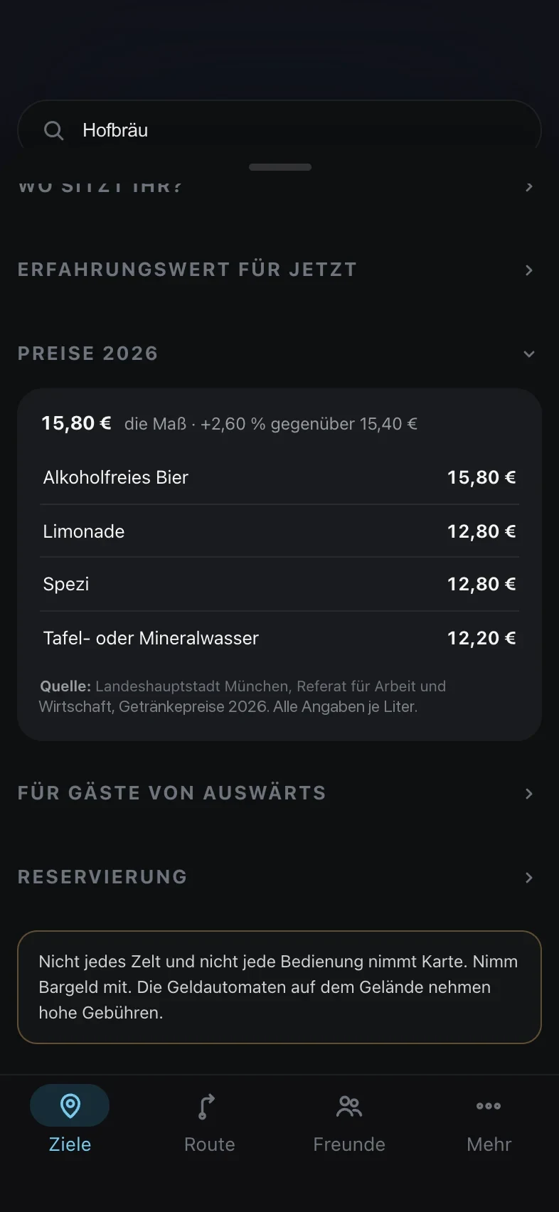 Preise 2026 und Einschätzung zum Hofbräu-Festzelt