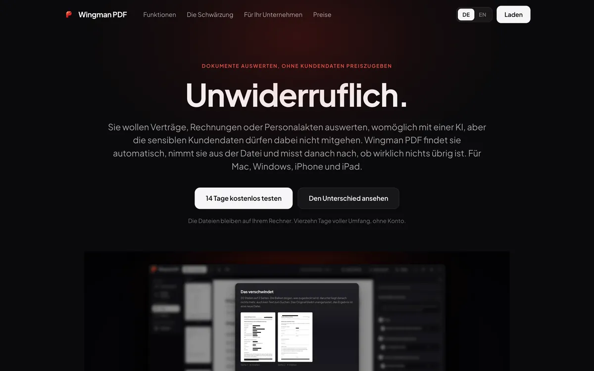 Startseite von wingman-pdf.com